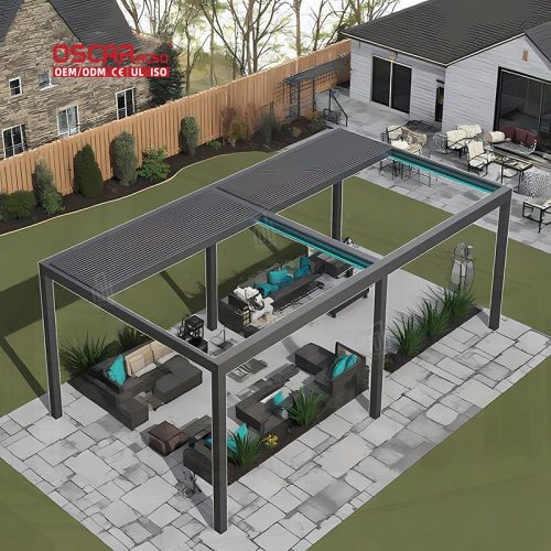 Roof System Wall  Mounted Outdoor Shading Structure Garden Patio Balcony in European Style Modern Design Retractable Pergola