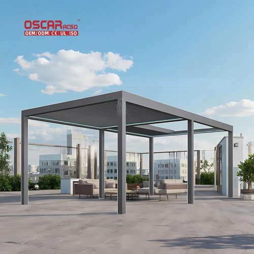 Hot Sale Remote Control Automatic Waterproof Outdoor Aluminium Pergolas Garden Sun Louver Bio Climate Use Retractable Pergola