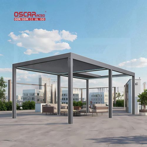 Waterproof Motorized Louvered Bioclimatic Pergola Awning Systems Patio Garden Outdoor Use Retractable Pergola