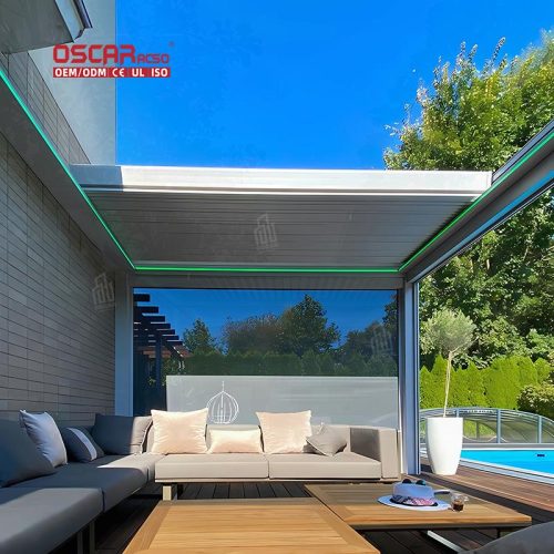 Louvered Roof System Patio Garden and Balcony with Electric Adjustment and Factory  Direct Design Retractable Pergola