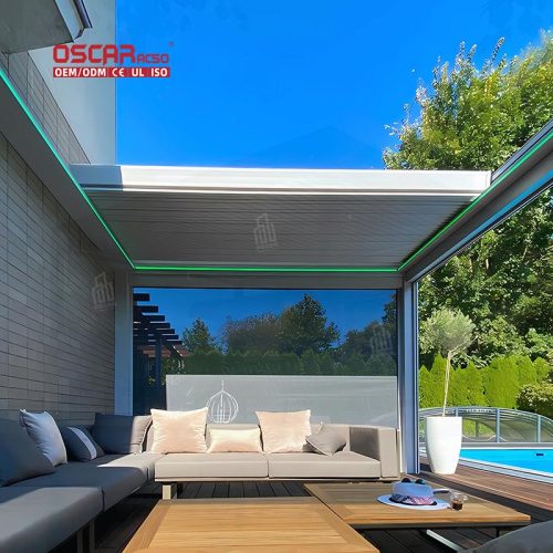 Shelter Aluminiom Structure Patio Balcony and Yard Sunshade and Shutter Function Creative Outdoor Space Retractable Pergola