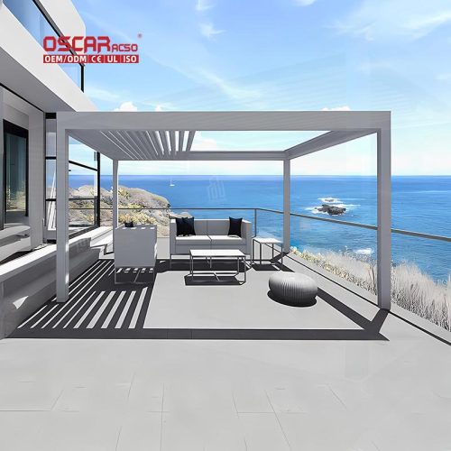 2021 Waterproof Aluminum Bioclimatic Polycarbonate Pergola Roof System Retractable Pergola