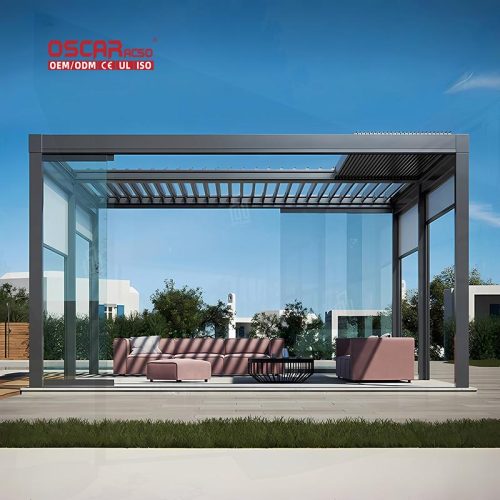 4X6 Latest Design Powder Coating Modern Louvered Aluminium Gazebos Pavilions Garden Patio Backyard Retractable Pergola