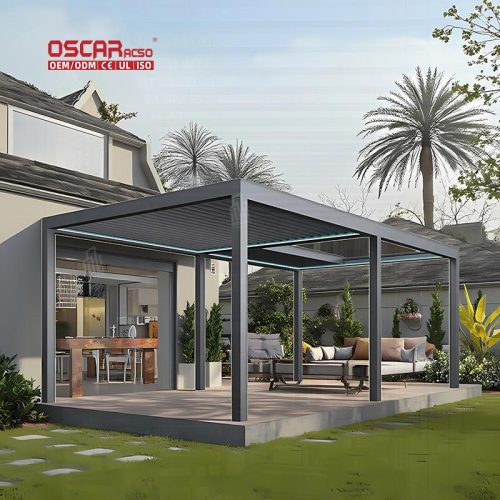 Customized Motorized Aluminium Waterproof Pool Pergola Gazebo Backyard Garden Patio Outdoor Use Retractable Pergola