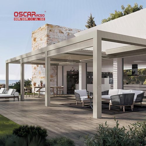 Outdoor Metal Louvered Roof Sun Shade Patio Garden and Gazebo Ideal Family Gatherings Bbqs and Relaxing Retractable Pergola