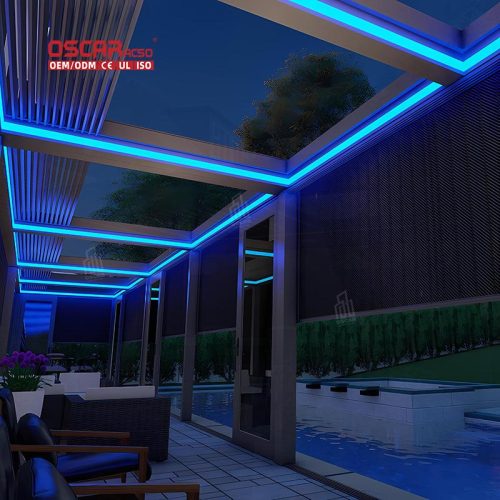 Customized Remote - Controlled Waterproof Aluminium Canopy Pavilion Garden Patio Balcony Retractable Pergola