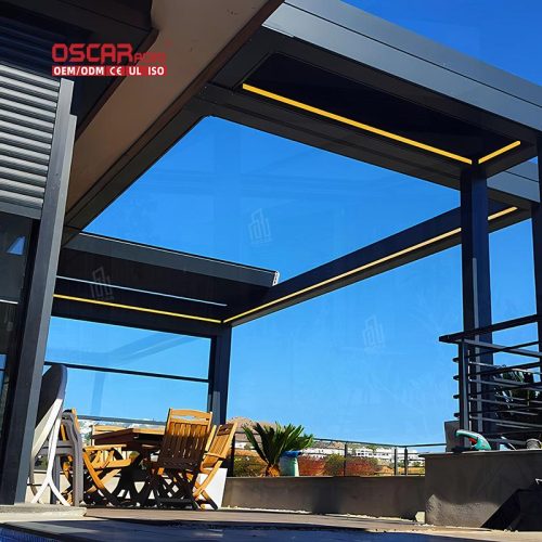 Adjustable Louvered Aluminum Outdoor Waterproof Manual Pergola European Gardens and American Backyards Retractable Pergola