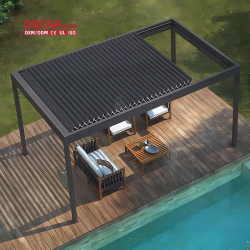 Remote Control Waterproof Aluminium Profile Louvered Outdoor Gazebo Garden Patio Backyard Pergola Retractable Pergola