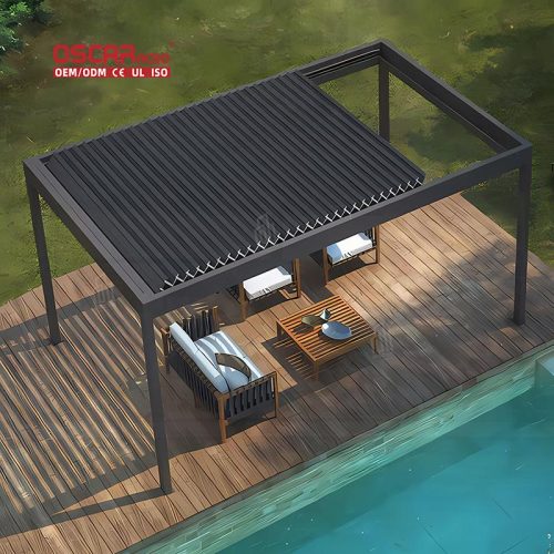 4X4 Customized Adjustable Waterproof Louvered Outdoor Patio Garden Roof Structure Retractable Pergola