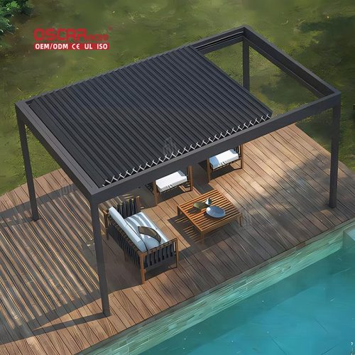 Aluminum Alloy Motorized Rain  Proof Pergola Ideal Terrace Garden Patio Outdoor Entertainment Areas Retractable Pergola
