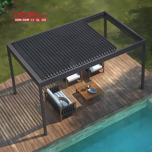 5X3M High Quality Automatic Waterproof Electric Aluminum Pergola Roof Garden Patio Outdoor Retractable Pergola