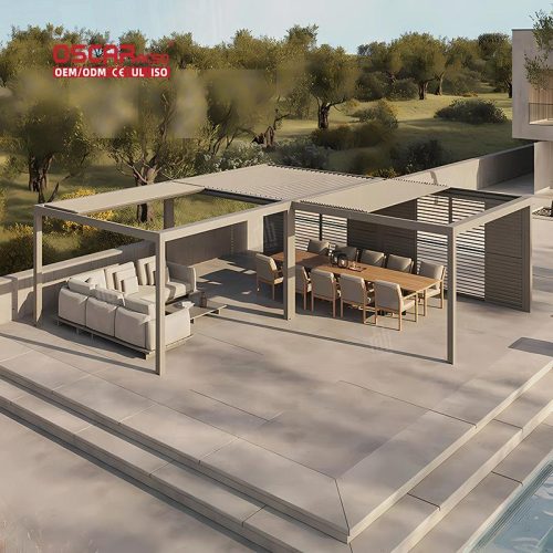 3X3 Garden Gazebo Bioclimatic Aluminium Automatic Pergola Roof System Ideal Backyards Patios and Gardens Retractable Pergola