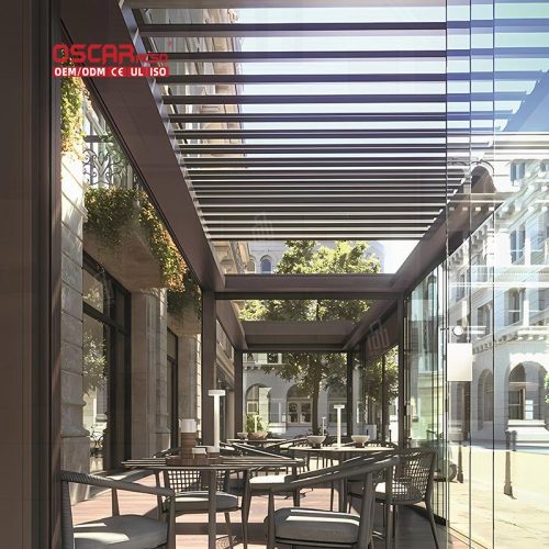 Motorized Aluminium Outdoor Structure Sun Protection Bioclimatic Design Suitable Gardens Patios Yards Retractable Pergola