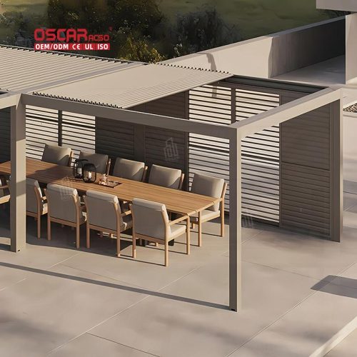3X4 Adjustable Aluminium Alloy Louvered Sunshade Roof Outdoor Waterproof Garden Patio Balcony Retractable Pergola