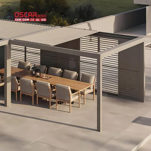 Waterproof Opening Aluminum Louvered Roof Backyard Garden Patio Luxury Modern Gazebo Awning Pergola Retractable Pergola