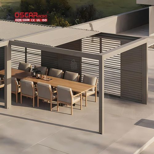 Modern Bioclimatic Motorized Aluminium Louvered Shade Structure Garden Patio Backyard Outdoor Use Retractable Pergola
