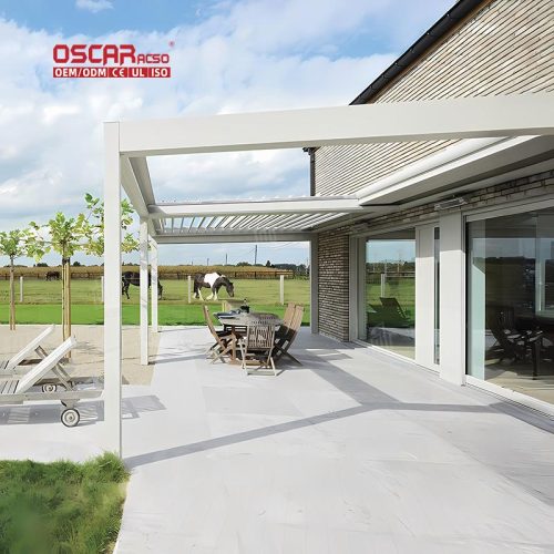 Motorized Sun Shade Louver Blade Bioclimatique Design Patio Roof Pergola Outdoor Garden Balcony Retractable Pergola
