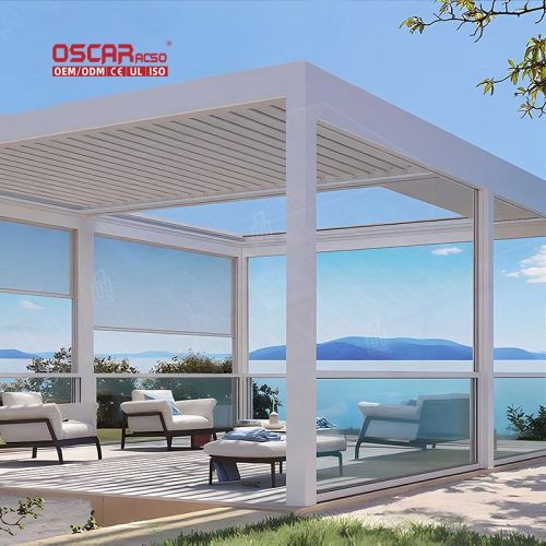 Waterproof Customized Motorized Aluminium Backyard Outdoor Kitchen Patio Covers Garden Terrace Balcony Retractable Pergola
