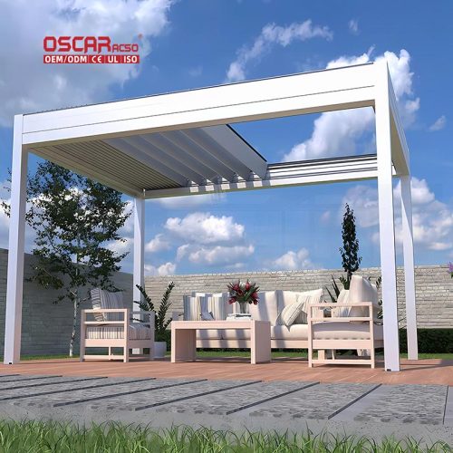 Rainproof Sun - Shading Outdoor Aluminium Louvered Roof Kit Garden Patio Balcony Retractable Pergola