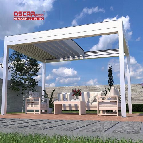 Waterproof Breathable Louver Roof Kits Patio Balcony Lawn Outdoor Bioclimatic Aluminium Shade Structure Retractable Pergola