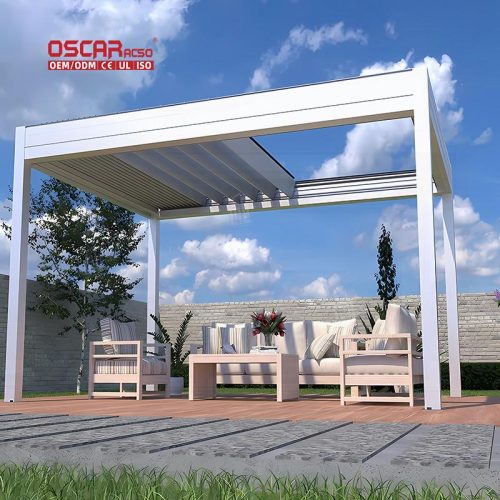 Wall Mounted Steel Deck Louvered Roof Outdoor Canopy Garden Patio Balcony Sale Retractable Pergola