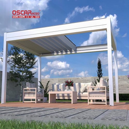 Hot Sale Waterproof Retractable Aluminum Louvered Pergolas Patio Outdoor Garden Yard Retractable Pergola