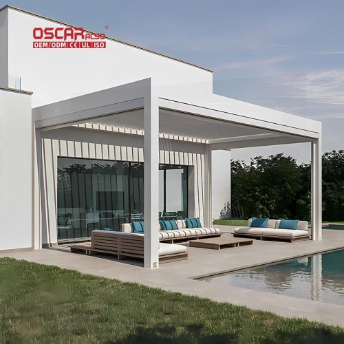 Motorized Adjustable Outdoor Metal Waterproof Louver Canopy Garden Patio Balcony Retractable Pergola