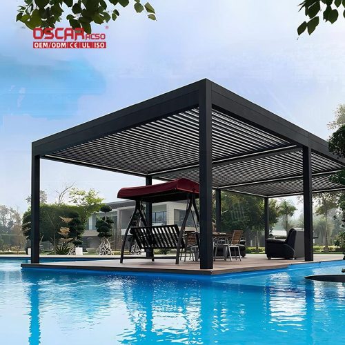 Hot Sale Waterproof Retractable Louvered Canopy Backyard Patio Garden Outdoor Retractable Pergola