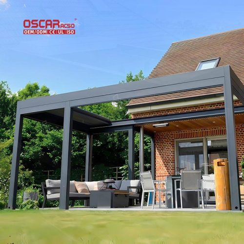 3X3 3X4 4X4 6X4 Modern Outdoor Remote Control Bioclimatic Aluminum Louver Pergola Gardens Patios Backyards Retractable Pergola