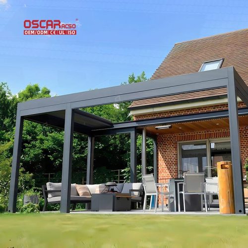 4X3 Waterproof Motorised Automatic Sun Shade Louvre Roof Outdoor Aluminium Pergola Garden Patio Balcony Retractable Pergola