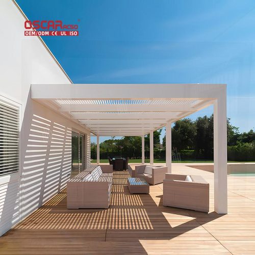 Easily Assembled Adjustable Aluminum Slats Louvered Roof Sunshade Garden Patio Balcony Outdoor Pergola Retractable Pergola