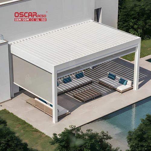 Structure Patio Backyard and Poolside with Sun Protection and Ventilation Function Stylish Modern Design Retractable Pergola