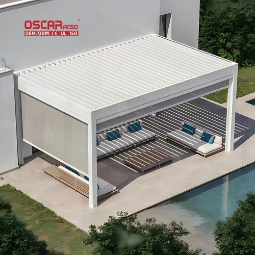 Eco - Friendly Waterproof Outdoor Louver Roof System Kits Garden Patio and Bioclimatic Aluminium Structure Retractable Pergola