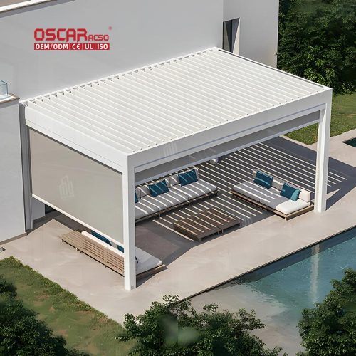 Aluminum Gazebo Outdoor Sun Shading Motorized Louvered Roof Pergola Kits Patio Garden Balcony Cover Retractable Pergola
