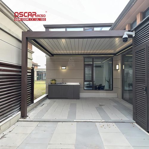 Rainproof Waterproof Aluminium Louvre Roof Gazebo Pergola Bioclimatic Garden Patio Backyard Outdoor Retractable Pergola