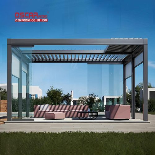 3X4 4X4 6X4 Modern Outdoor Remote  Controlled Bioclimatic Aluminum Louvered Pergola Garden Patio Poolside Retractable Pergola