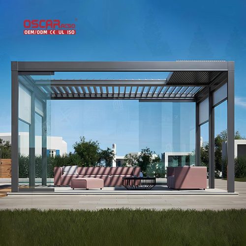 Hot Selling Modern Aluminium Glass Pergola House Garden Building with Anti - Uv Heat - Resistant Features Retractable Pergola