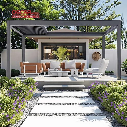 Hot Sale Easily Assembled Outdoor Garden Louver System Electric Patio Canopy Backyard Poolside Lawn Retractable Pergola