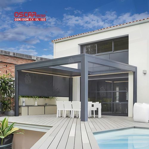 Outdoor Waterproof Electric Louver Roof Covers Bioclimatic Aluminum Roof Systems Garden Patio Backyard Retractable Pergola