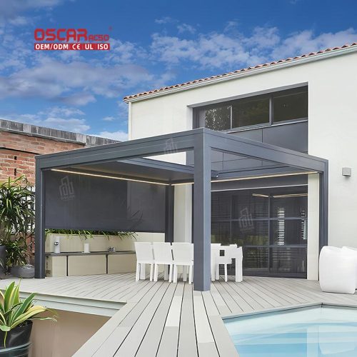 Large Outdoor Aluminum Pergola with Louver Frame Recreation Area Entrance Ideal Backyard Patio Garden Retractable Pergola