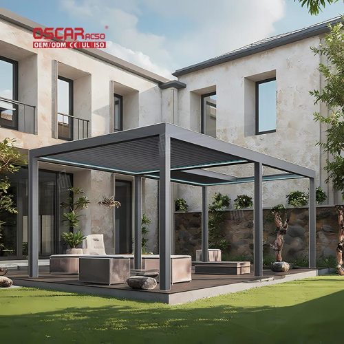 High Quality Adjustable Waterproof Louvers Outdoor Aluminum Structure Garden Patio Backyard Retractable Pergola