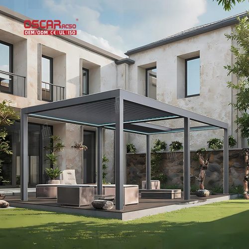 Motorised Adjustable Aluminium Louvered Pergola 4X6M Set Garden Patio Backyard Outdoor Space Retractable Pergola