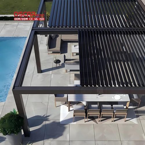 Outdoor Customizable Aluminium Electric Louvered Roof System Patio Garden and Backyard Retractable Pergola