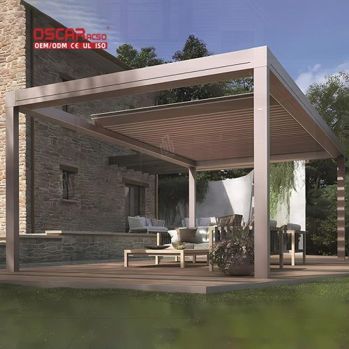 Adjustable Waterproof Motorized Louvered Roof Pergola Garden Patio Balcony Sustainable Bioclimatic Retractable Pergola