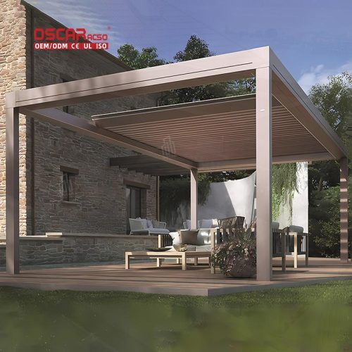 Outdoor Waterproof Louvred Pergola Roof Garden Patio Gazebo Ideal Backyard Poolside Bbq Area Retractable Pergola