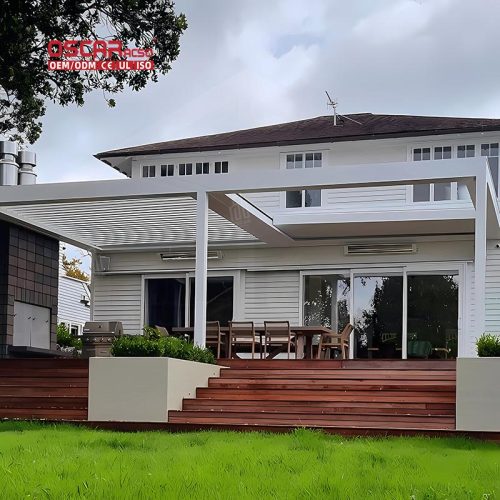 Outdoor Automatic Waterproof Motorized Cover Balcony Patio Garden - Aluminium Steel Gazebo Pergola Retractable Pergola