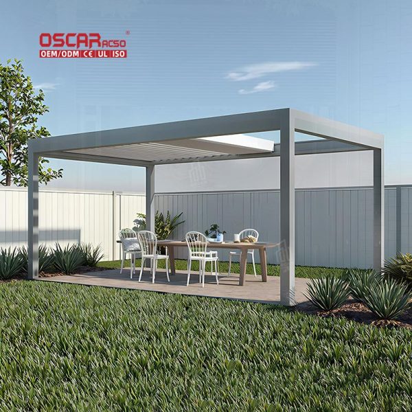 Large Retractable Bioclimatic Outdoor Structure Restaurant Patio Garden Backyard Retractable Pergola