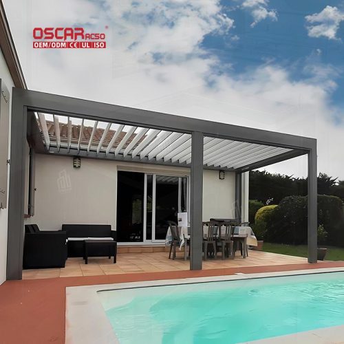Aluminum Pergola Kit with Electric Roof Cover Garden Patio Backyard Bioclimate Structure Shading Shelter Retractable Pergola