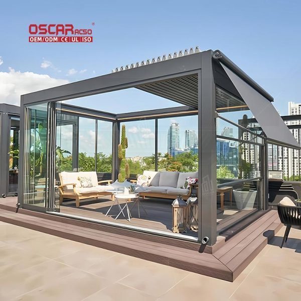 Wind  Resisting Stylish Elegant Shades Awnings For Backyard Patio Garden Aluminium Outdoor Shades Retractable Pergola