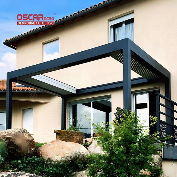 3X6M Rainproof Sunshade Motorised Aluminum Pergola Louver Garden Patio Balcony with Steel Structure Retractable Pergola